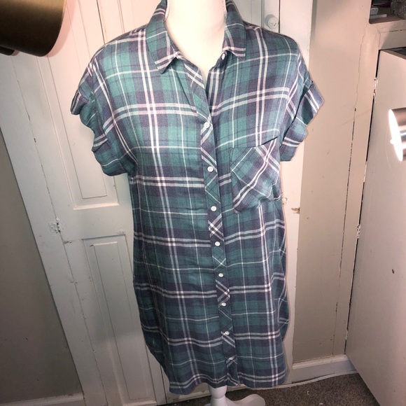 NWT Cloth & Stone Anthropologie plaid dress - Picture 6 of 8